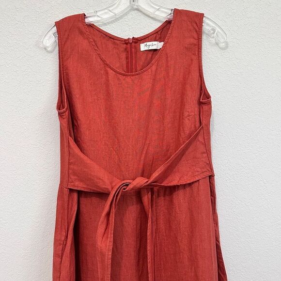 MagicLinen 100% Linen Sleeveless Wide Leg Jumpsuit Terracotta Size L Minimalist - Picture 10 of 15